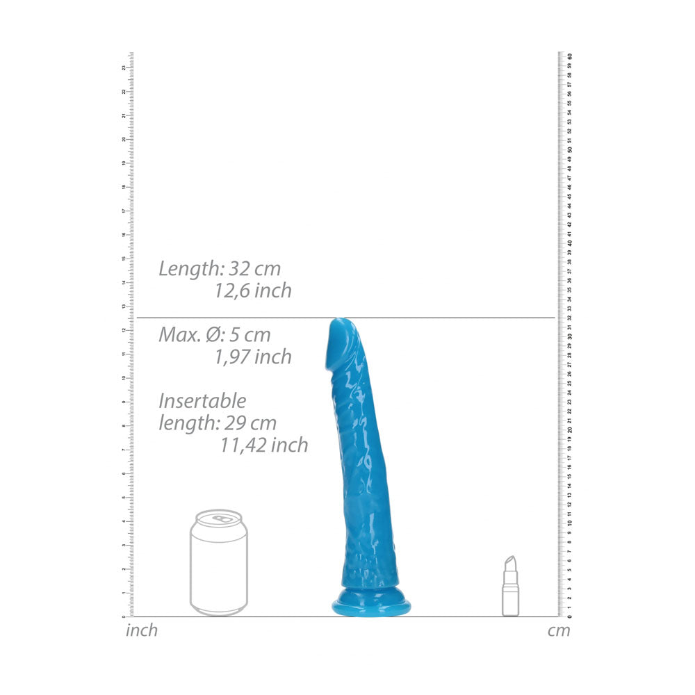 REALROCK 29 cm Slim Glow in the Dark Neon - Blue - Glow in Dark Blue 29 cm (11'') Dong Shots Toys
