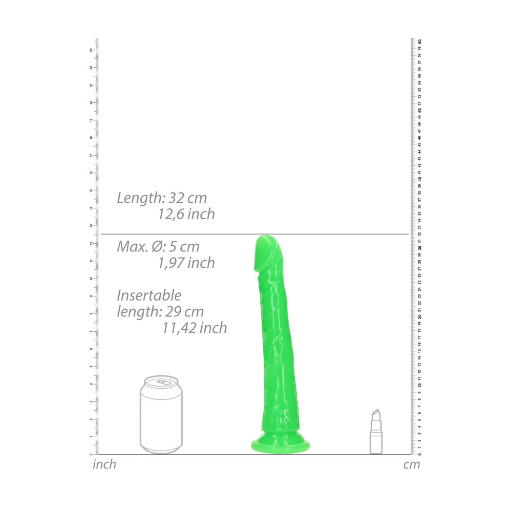 REALROCK 29 cm Slim Glow in the Dark Neon - Green - Glow in Dark Green 29 cm (11'') Dong Shots Toys