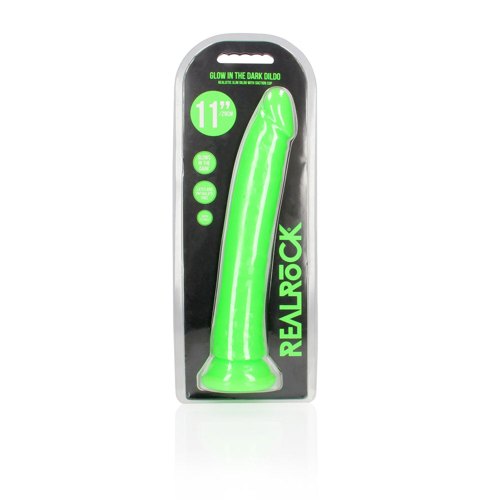 REALROCK 29 cm Slim Glow in the Dark Neon - Green - Glow in Dark Green 29 cm (11'') Dong Shots Toys