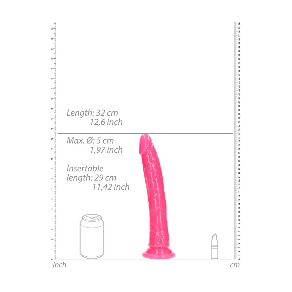 REALROCK 29 cm Slim Glow in the Dark Neon - Pink - Glow in Dark Pink 29 cm (11'') Dong Shots Toys