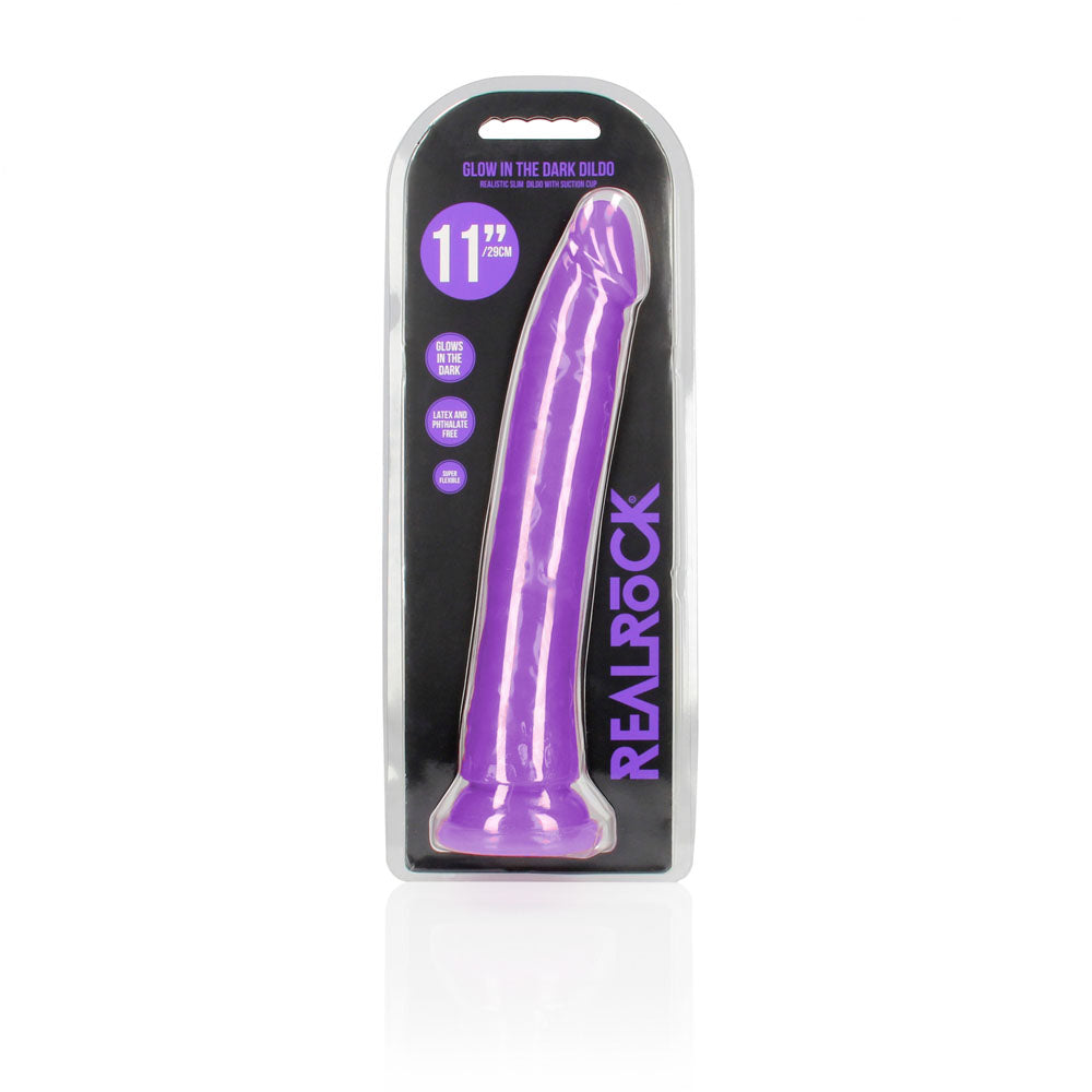 REALROCK 29 cm Slim Glow in the Dark Neon - Purple - Glow in Dark Purple 29 cm (11'') Dong Shots Toys