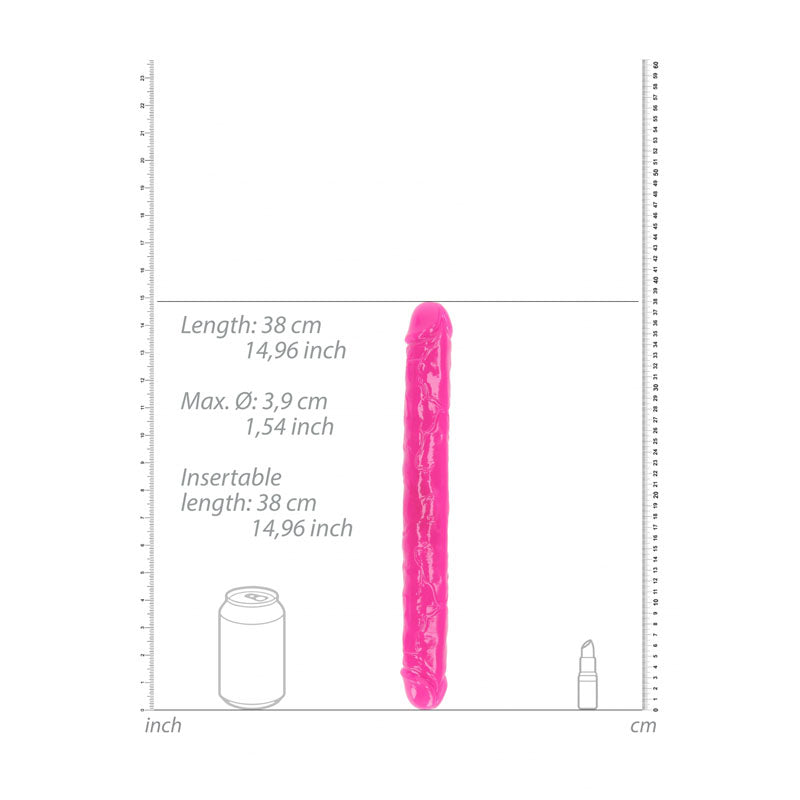 REALROCK 38 cm Double Dong Glow - Pink - Pink 38 cm (15'') Double Dong Shots Toys