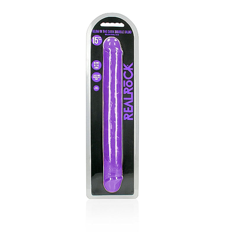 REALROCK 38 cm Double Dong Glow - Purple - Purple 38 cm (15'') Double Dong Shots Toys