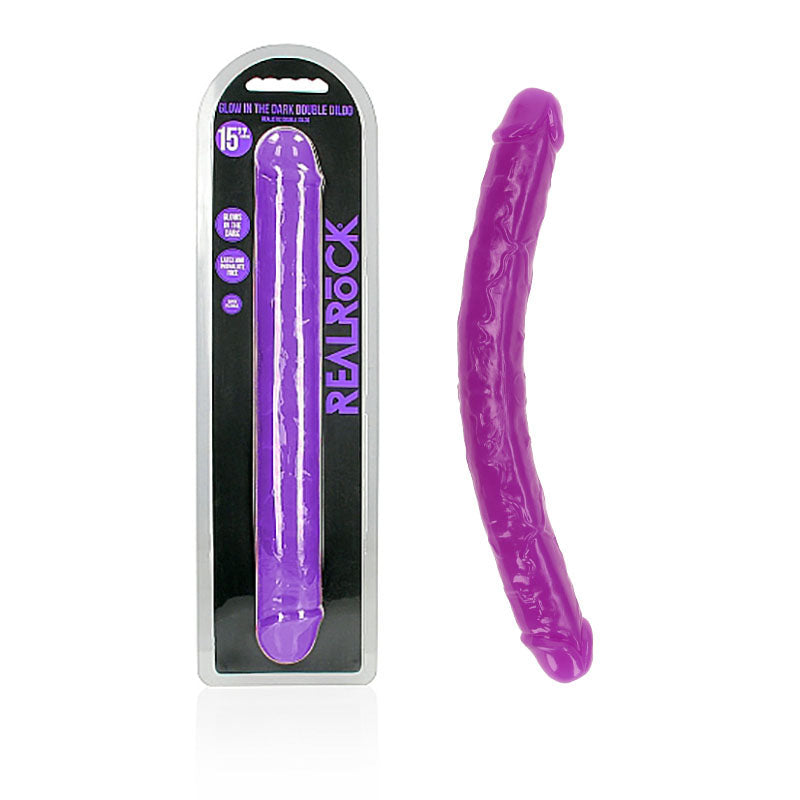 REALROCK 38 cm Double Dong Glow - Purple - Purple 38 cm (15'') Double Dong Shots Toys