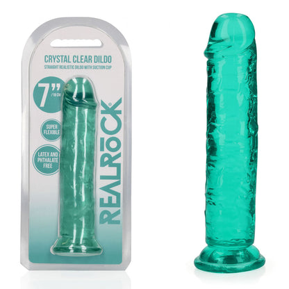 REALROCK 18 cm Straight Dildo - Turquoise - Turquoise 18 cm (7'') Dong Shots Toys
