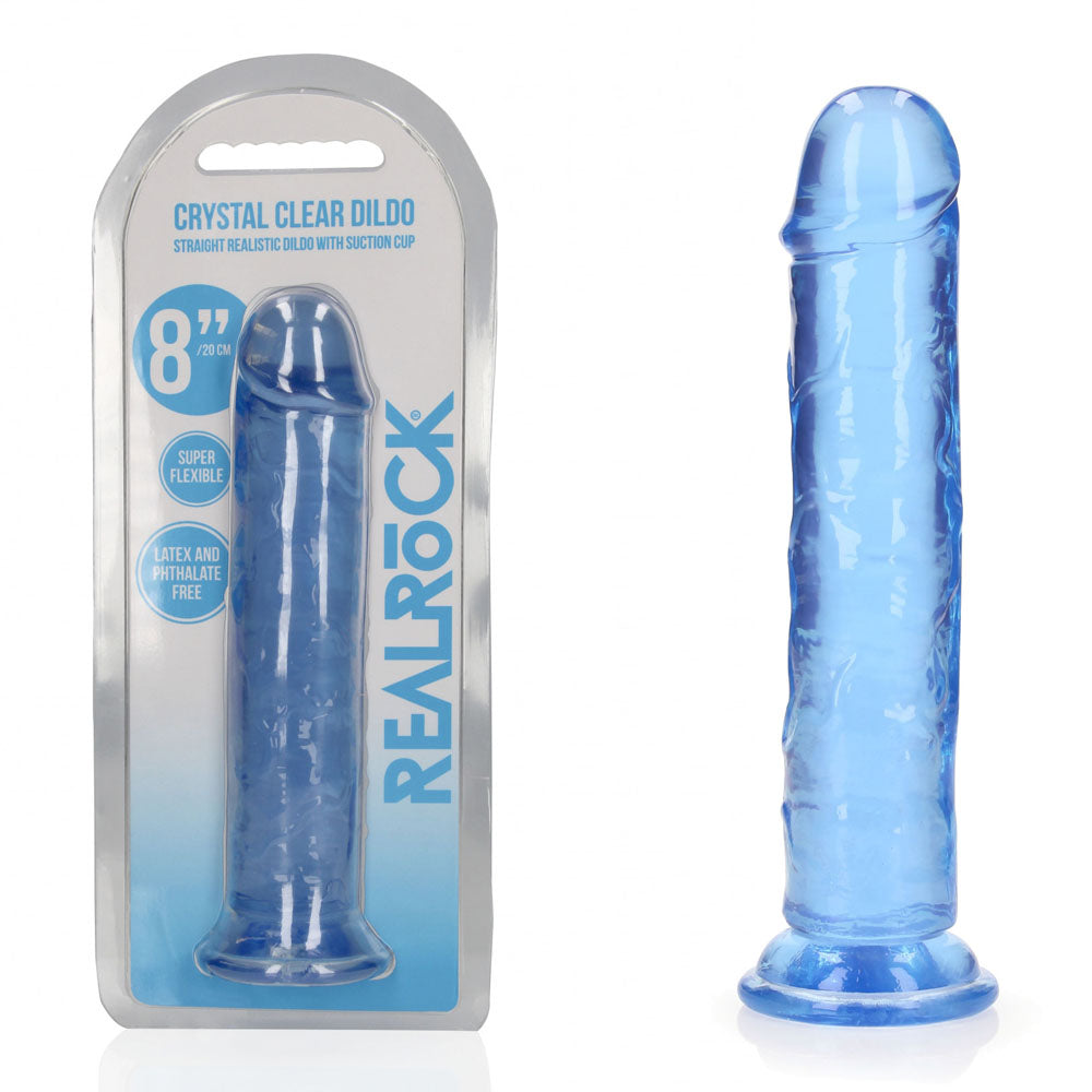 REALROCK 20 cm Straight Dildo - Blue - Blue 20 cm (8'') Dong Shots Toys