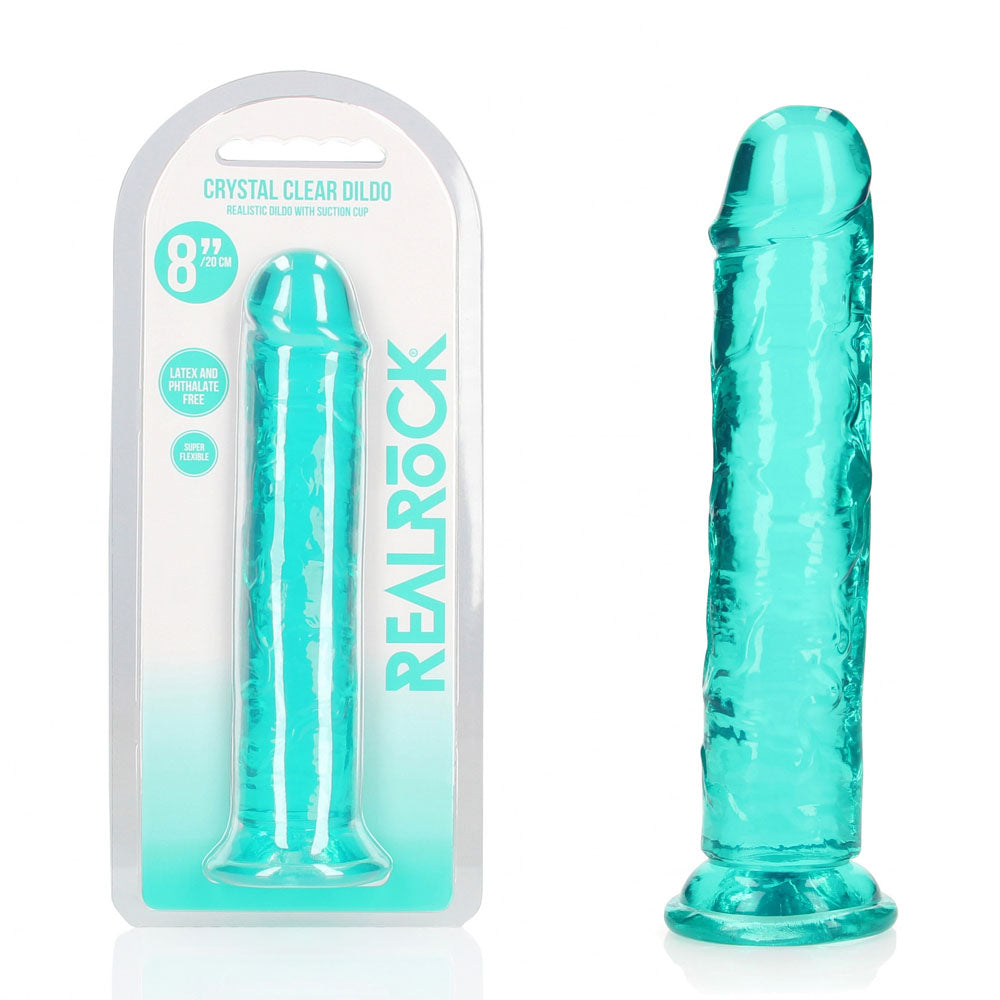 REALROCK 20 cm Straight Dildo - Turquoise - Turquoise 20 cm (8'') Dong Shots Toys