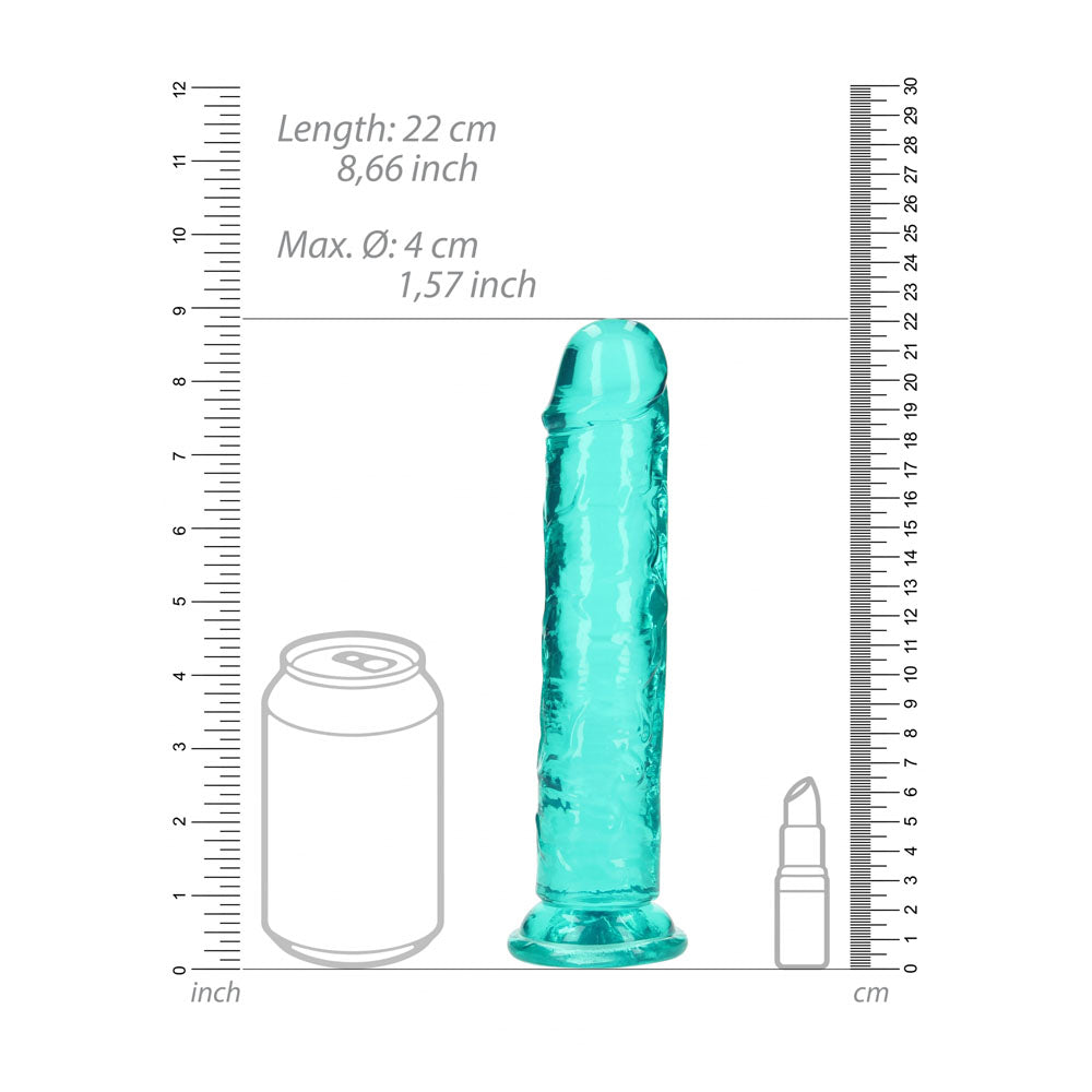 REALROCK 20 cm Straight Dildo - Turquoise - Turquoise 20 cm (8'') Dong Shots Toys