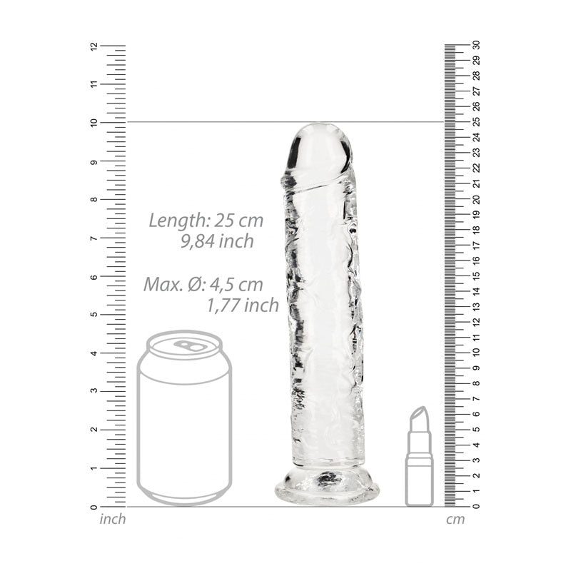 REALROCK 25 cm Straight Dildo - Clear - Clear 25 cm (10'') Dong Shots Toys
