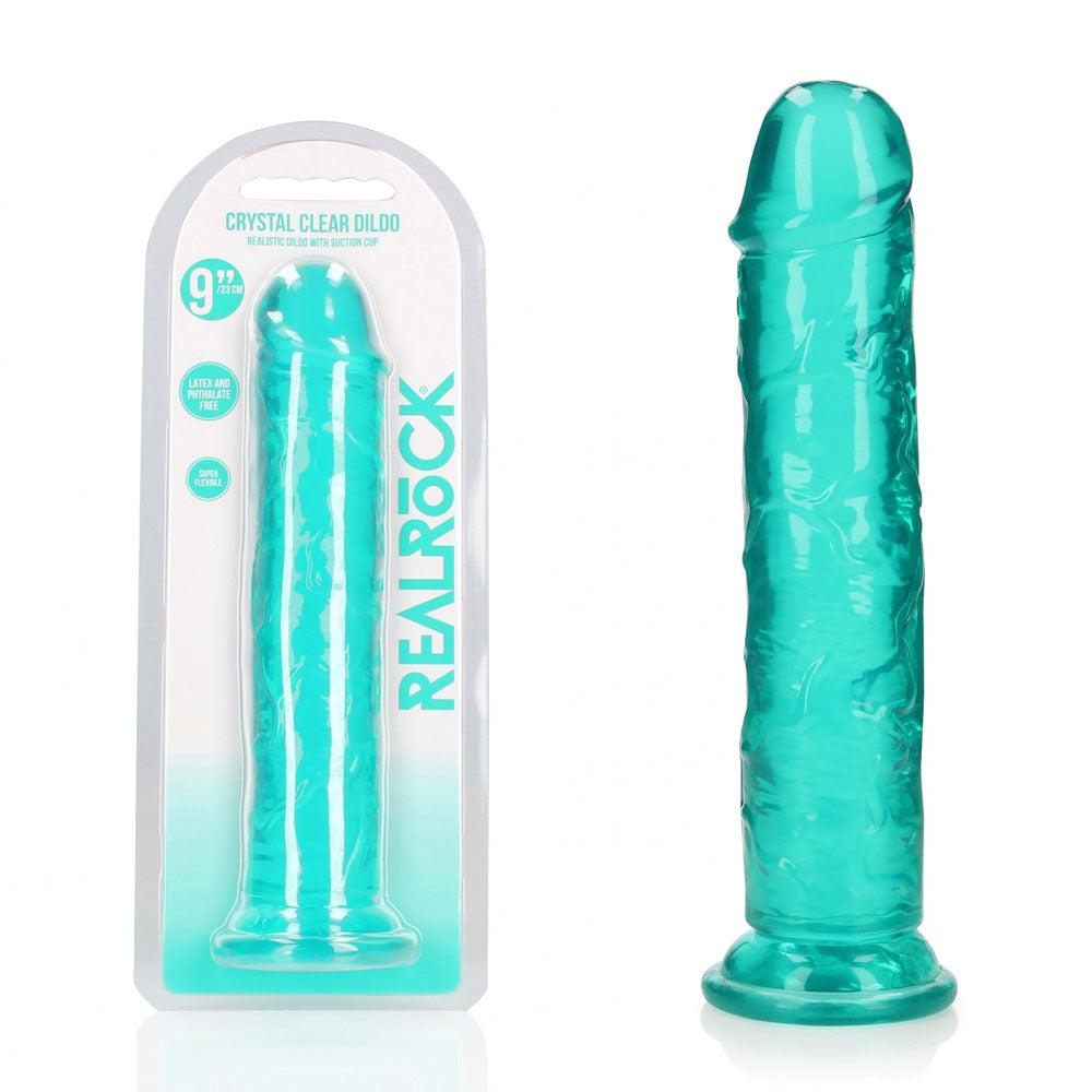 REALROCK 25 cm Straight Dildo - Turquoise - Turquoise 25 cm (10'') Dong Shots Toys