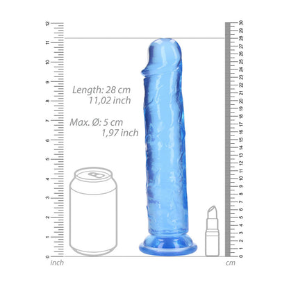 REALROCK 28 cm Straight Dildo - Blue - Blue 28 cm (10'') Dong Shots Toys
