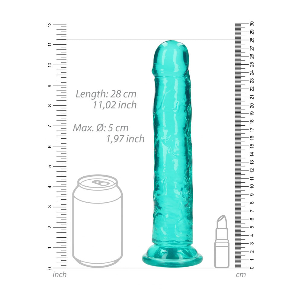 REALROCK 28 cm Straight Dildo - Turquoise - Turquoise 28 cm (10'') Dong Shots Toys