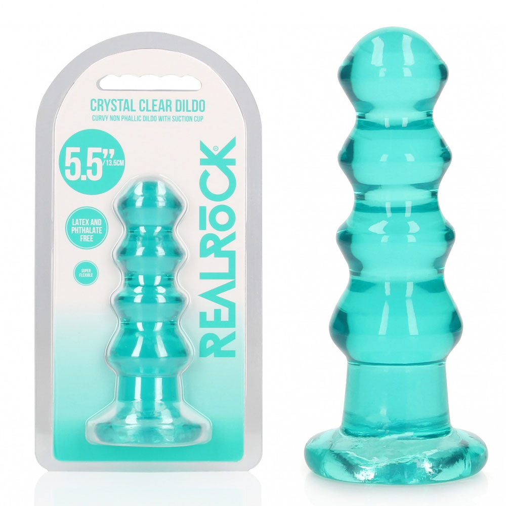 REALROCK 14 cm Curvy Anal Plug - Turquoise - Turquoise 14 cm (4.5'') Butt Plug Shots Toys