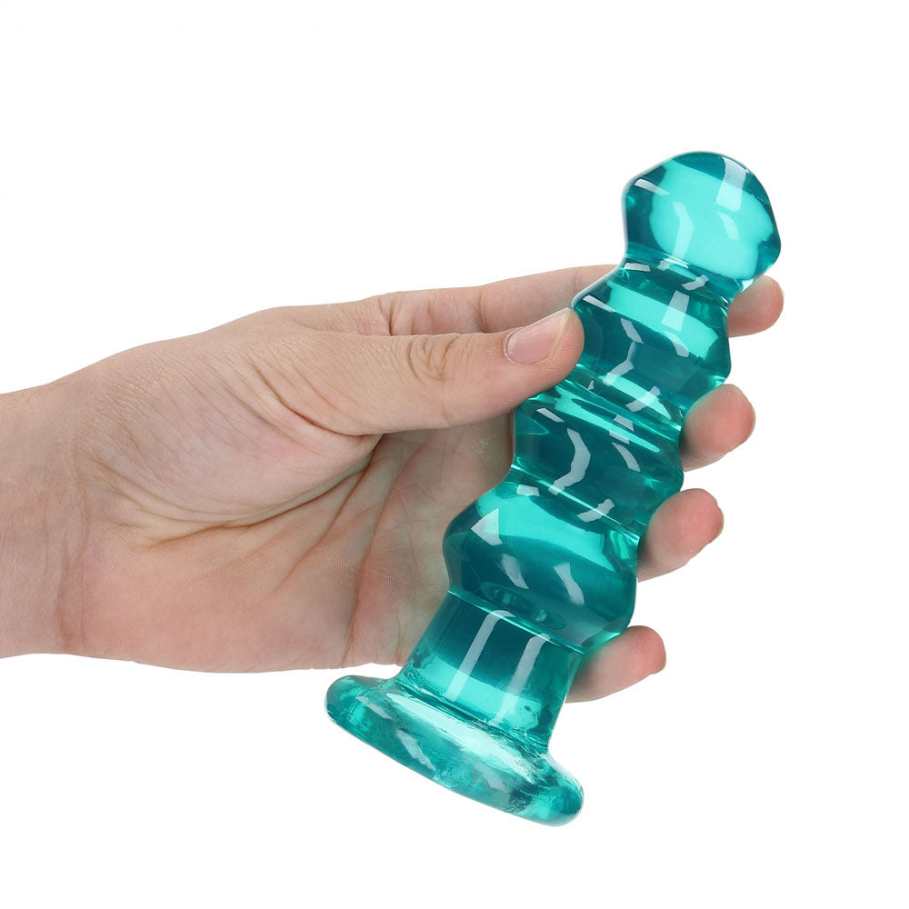REALROCK 14 cm Curvy Anal Plug - Turquoise - Turquoise 14 cm (4.5'') Butt Plug Shots Toys