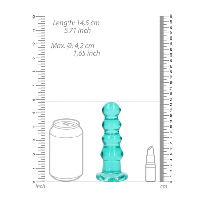 REALROCK 14 cm Curvy Anal Plug - Turquoise - Turquoise 14 cm (4.5'') Butt Plug Shots Toys
