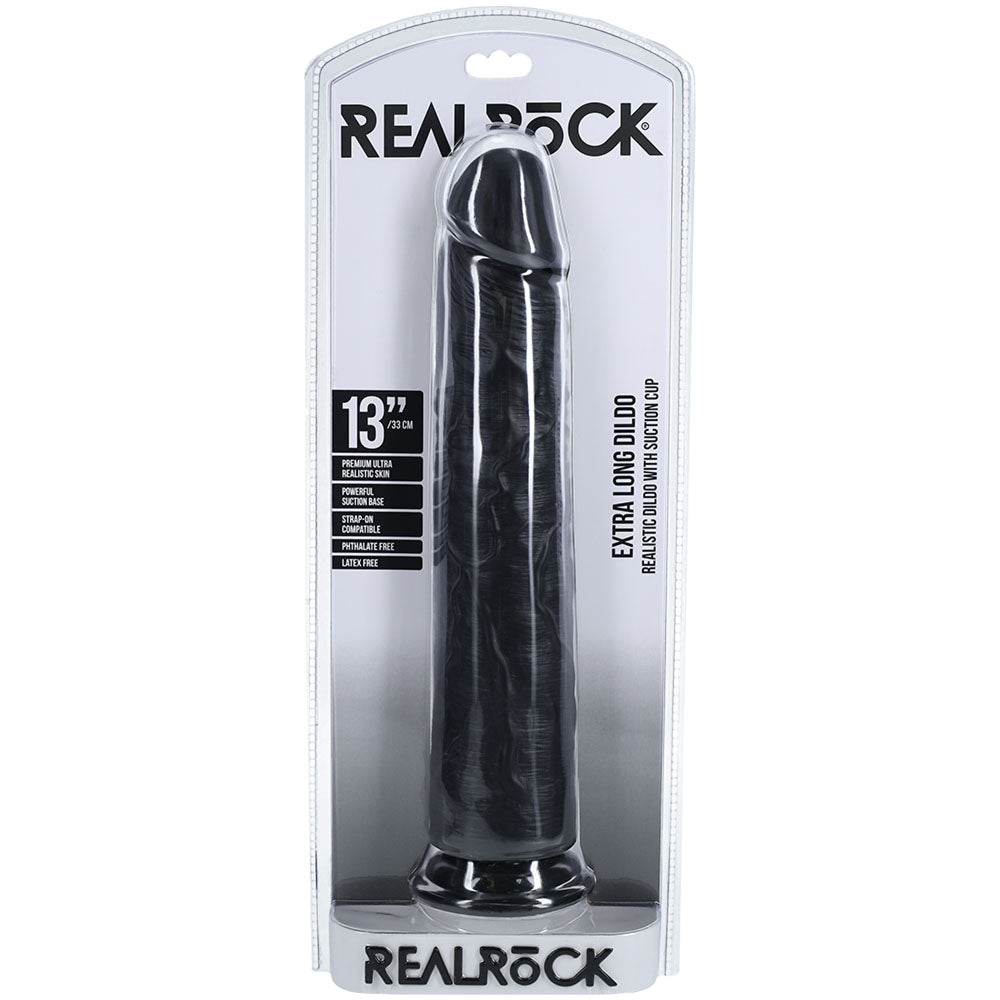REALROCK 33cm Extra Long Dildo - Black - Black 33 cm (13'') Extra Long Dong Shots Toys