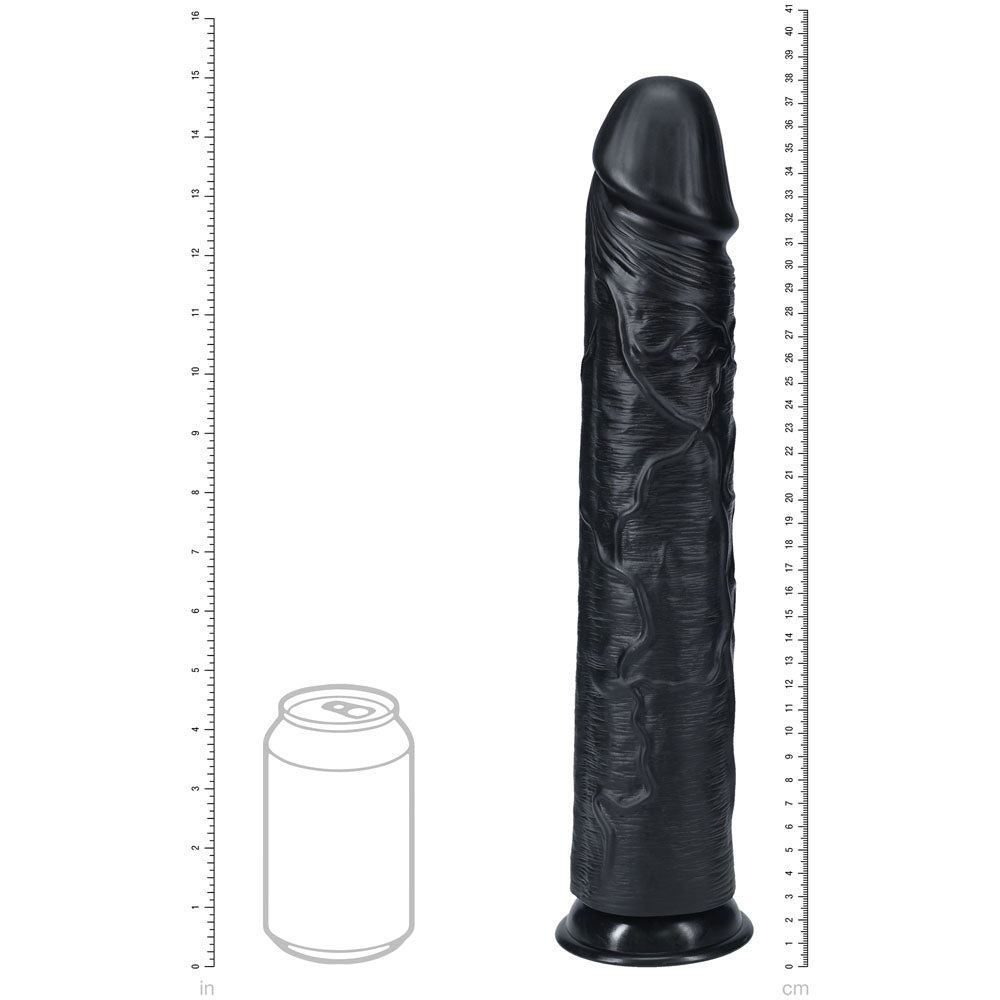 REALROCK 38cm Extra Long Dildo - Black - Black 38 cm (15'') Extra Long Dong Shots Toys