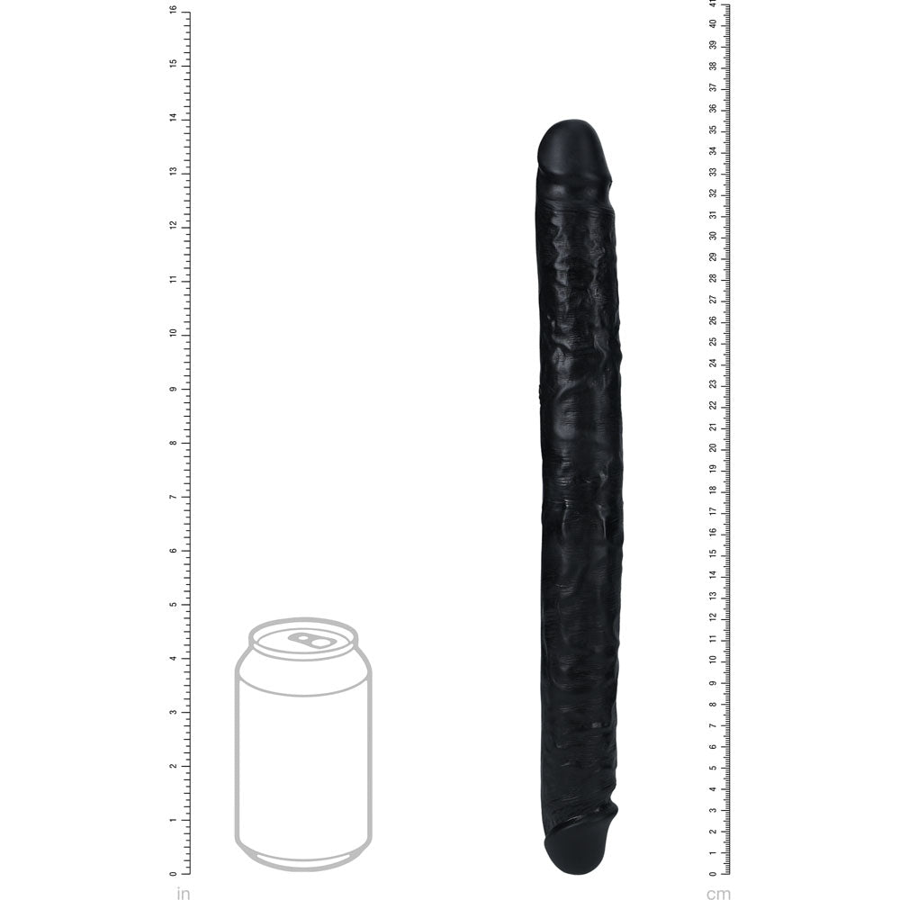 REALROCK 35cm Slim Double Dildo - Black - Black 35 cm (14'') Double Dong Shots Toys