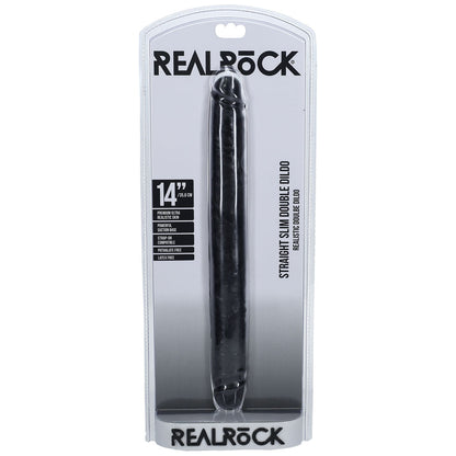 REALROCK 35cm Slim Double Dildo - Black - Black 35 cm (14'') Double Dong Shots Toys