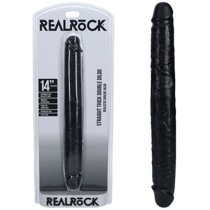 REALROCK 35cm Thick Double Dildo - Black - Black 35 cm (14'') Thick Double Dong Shots Toys
