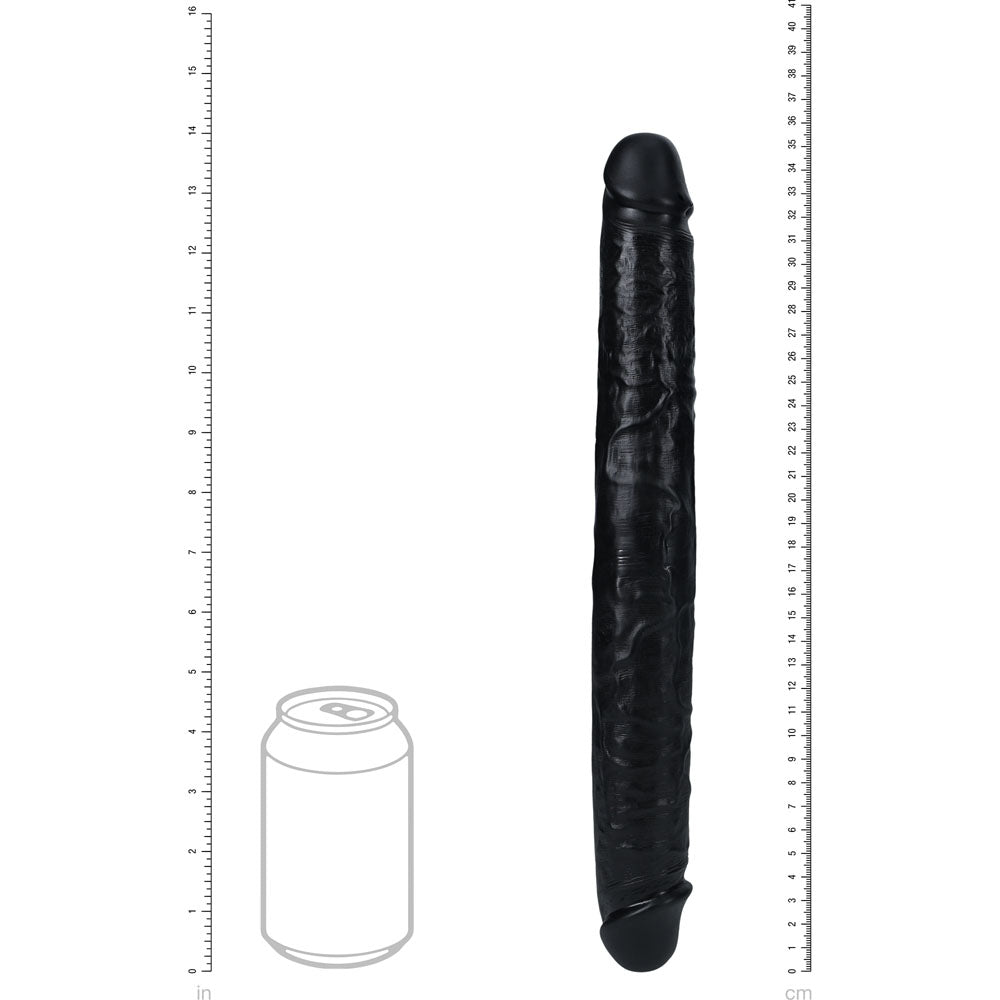 REALROCK 35cm Thick Double Dildo - Black - Black 35 cm (14'') Thick Double Dong Shots Toys