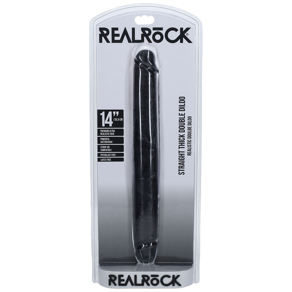 REALROCK 35cm Thick Double Dildo - Black - Black 35 cm (14'') Thick Double Dong Shots Toys