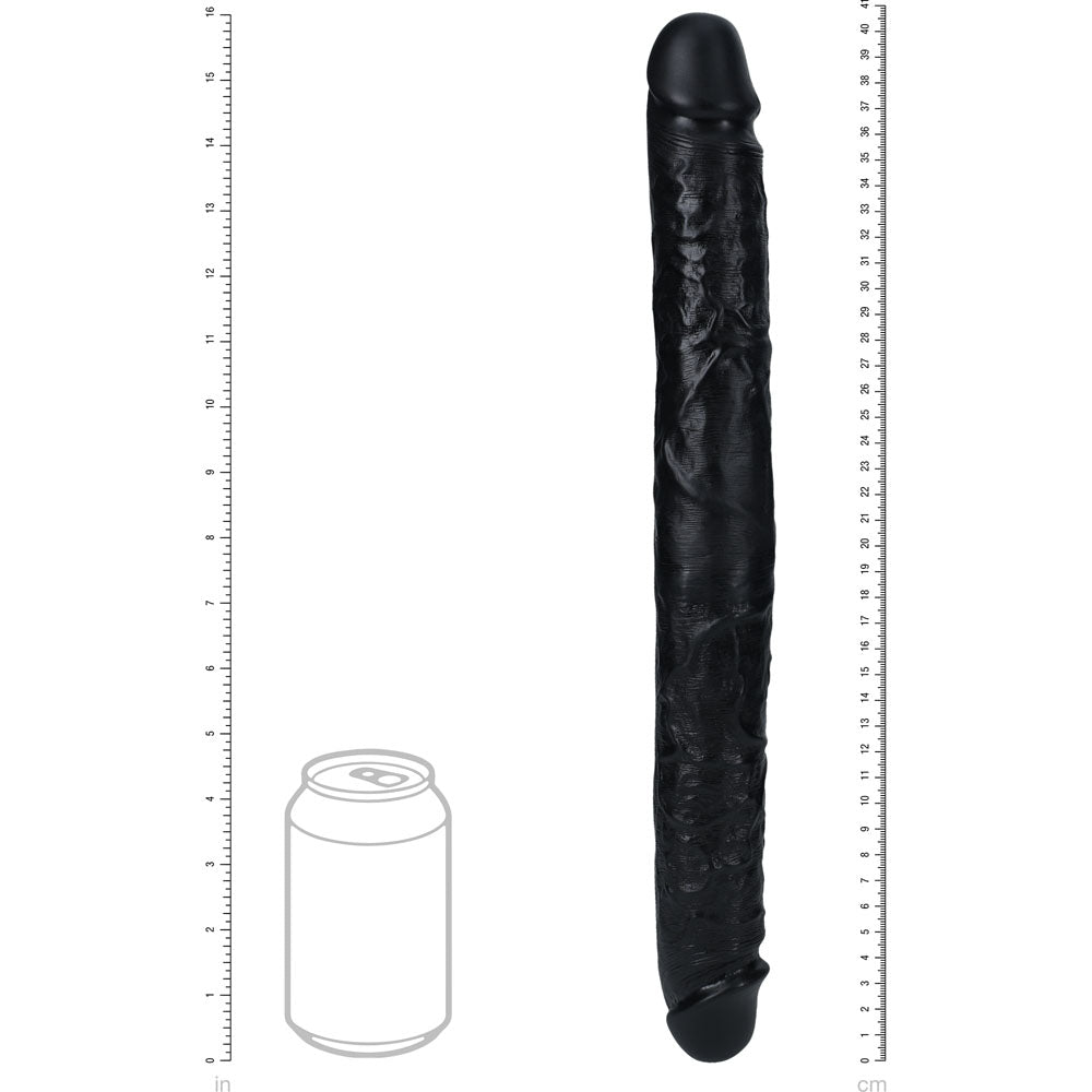 REALROCK 40cm Thick Double Dildo - Black - Black 40 cm (16'') Thick Double Dong Shots Toys