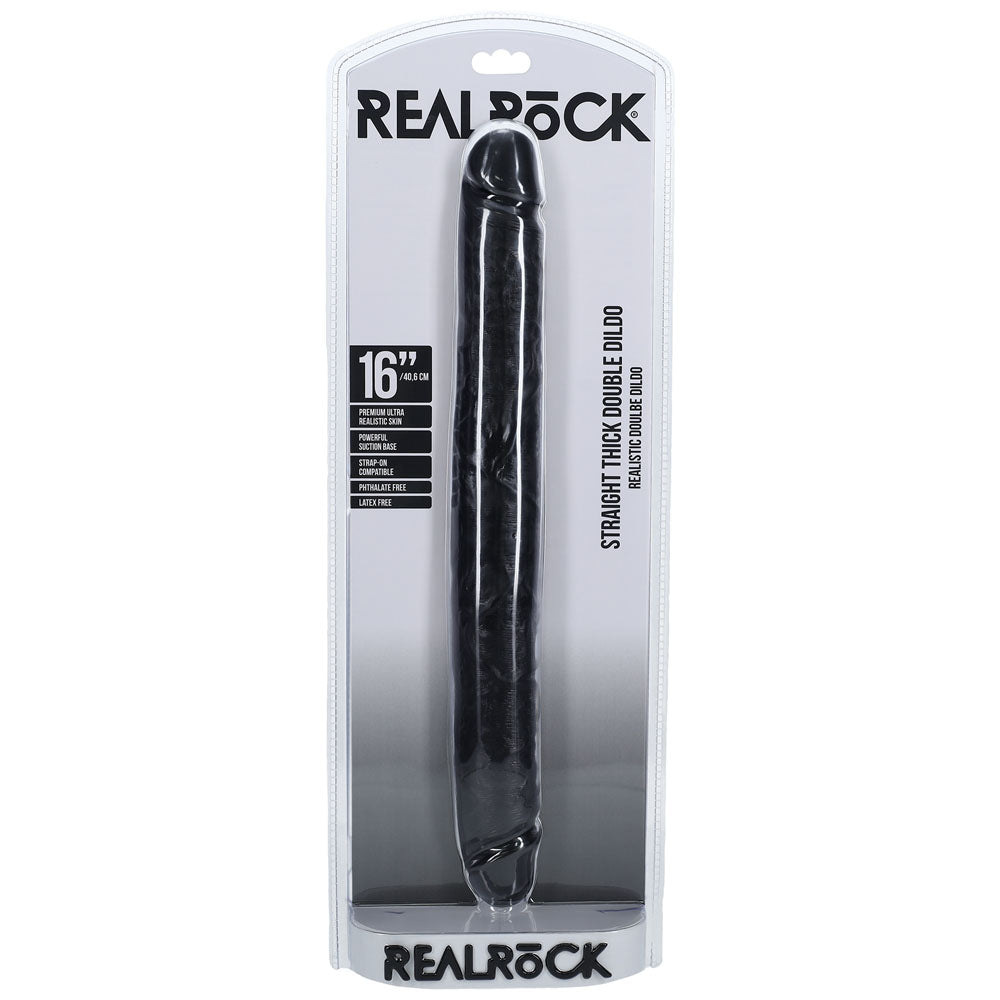 REALROCK 40cm Thick Double Dildo - Black - Black 40 cm (16'') Thick Double Dong Shots Toys