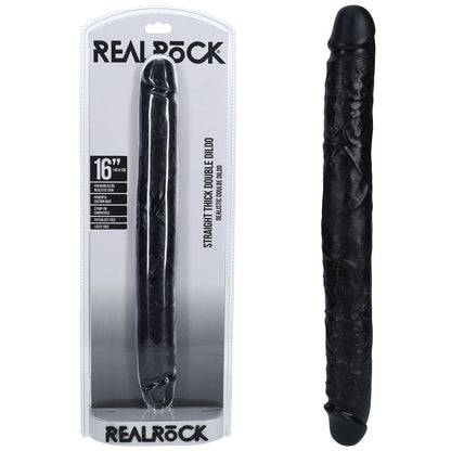 REALROCK 40cm Thick Double Dildo - Black - Black 40 cm (16'') Thick Double Dong Shots Toys