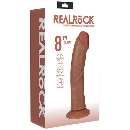 REALROCK 20cm Vibrating Cock - Tan - Tan 20.3 cm (8'') USB Rechargeable Vibrating Dong realrock