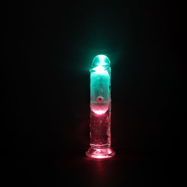 REALROCK 6'' No Balls Wireless Rechargeable LED Vibrating Dong - Clear with LED 16.5 cm USB Rechargeable Vibrating Dong with Remote Shots Toys