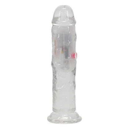 REALROCK 6'' No Balls Wireless Rechargeable LED Vibrating Dong - Clear with LED 16.5 cm USB Rechargeable Vibrating Dong with Remote Shots Toys