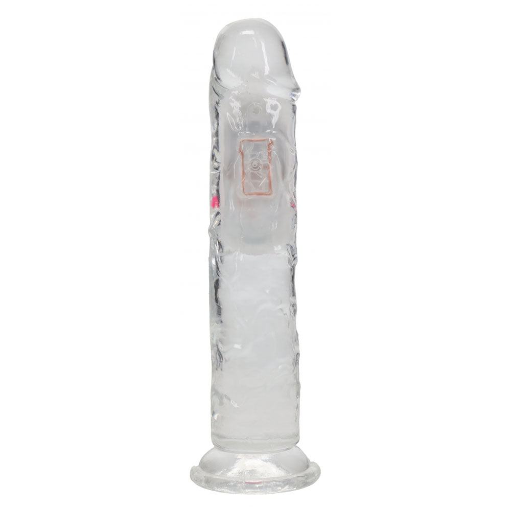 REALROCK 7'' No Balls Wireless Rechargeable LED Vibrating Dong - Clear with LED 20 cm USB Rechargeable Vibrating Dong with Remote Shots Toys