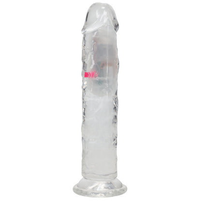 REALROCK 7'' No Balls Wireless Rechargeable LED Vibrating Dong - Clear with LED 20 cm USB Rechargeable Vibrating Dong with Remote Shots Toys