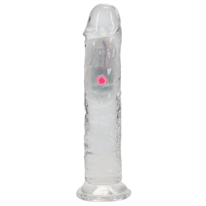 REALROCK 7'' No Balls Wireless Rechargeable LED Vibrating Dong - Clear with LED 20 cm USB Rechargeable Vibrating Dong with Remote Shots Toys