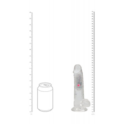 REALROCK 7'' with Balls Wireless Rechargeable LED Vibrating Dong - Clear with LED 19.5 cm USB Rechargeable Vibrating Dong with Remote Shots Toys