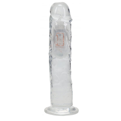 REALROCK 8'' No Balls Wireless Rechargeable LED Vibrating Dong - Clear with LED 22 cm USB Rechargeable Vibrating Dong with Remote