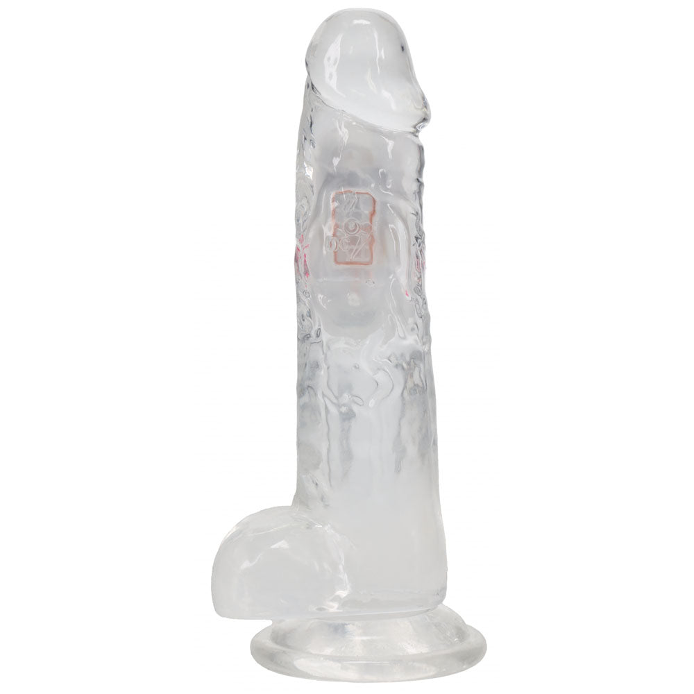 REALROCK 8'' with Balls Wireless Rechargeable LED Vibrating Dong - Clear with LED 22.5 cm USB Rechargeable Vibrating Dong with Remote Shots Toys