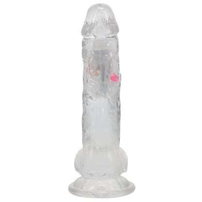 REALROCK 8'' with Balls Wireless Rechargeable LED Vibrating Dong - Clear with LED 22.5 cm USB Rechargeable Vibrating Dong with Remote Shots Toys