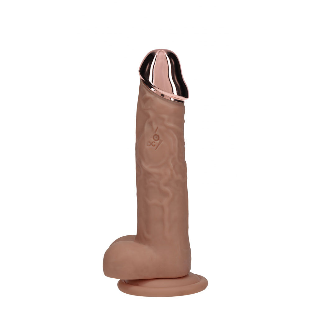 REALROCK Metal Head 6'' Rechargeable Dildo - Tan - Tan 16.2 cm USB Rechargeable Vibrating Dildo with Metal Head and Wireless Remote Shots Toys