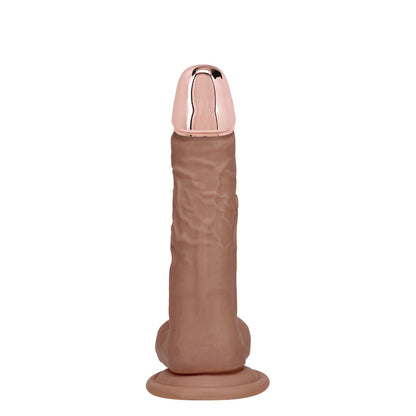 REALROCK Metal Head 6'' Rechargeable Dildo - Tan - Tan 16.2 cm USB Rechargeable Vibrating Dildo with Metal Head and Wireless Remote Shots Toys