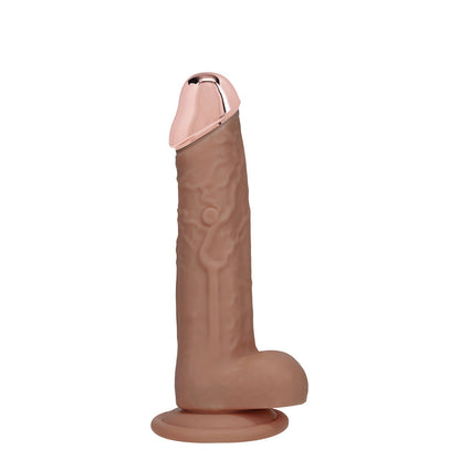 REALROCK Metal Head 6'' Rechargeable Dildo - Tan - Tan 16.2 cm USB Rechargeable Vibrating Dildo with Metal Head and Wireless Remote Shots Toys