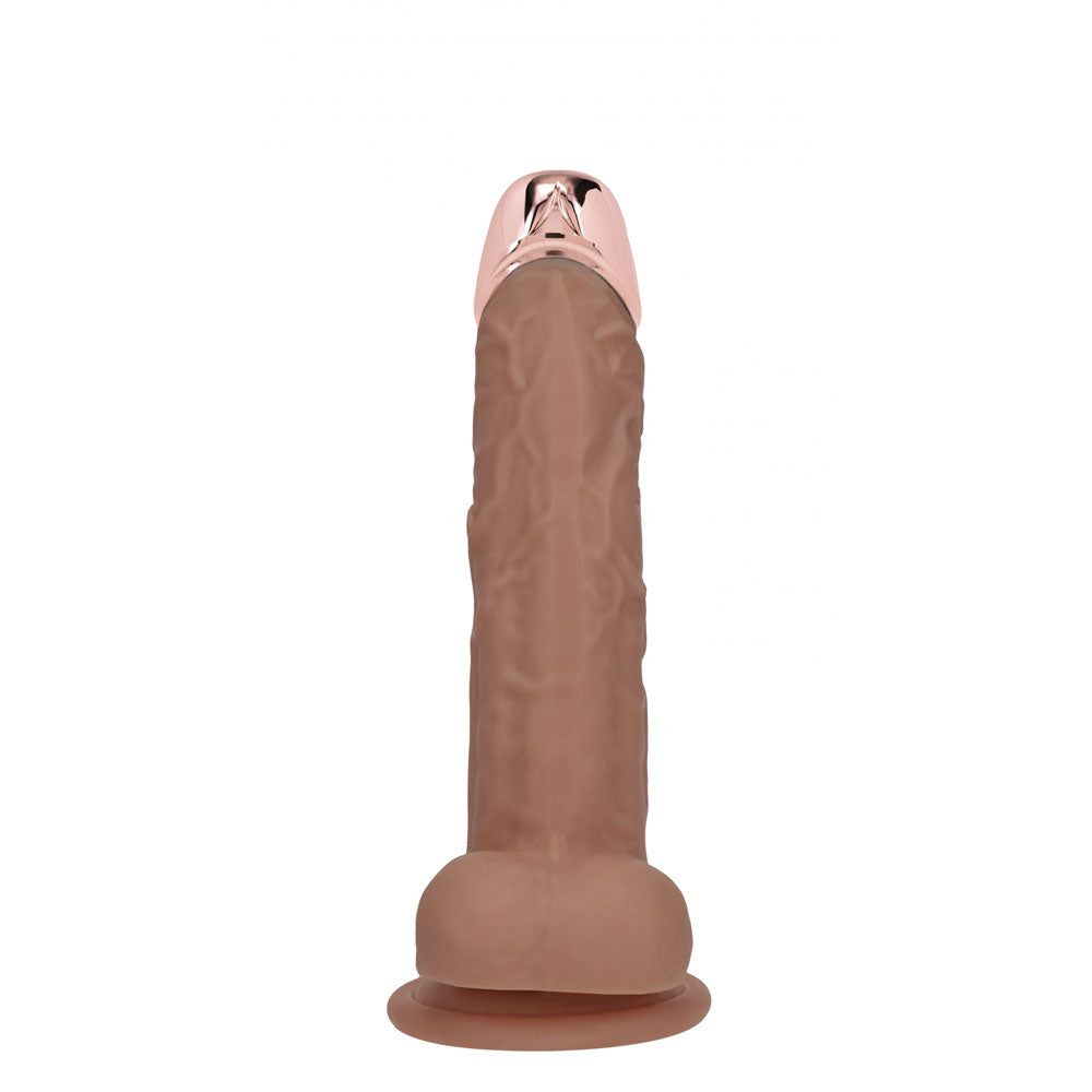 REALROCK Metal Head 6'' Rechargeable Dildo - Tan - Tan 16.2 cm USB Rechargeable Vibrating Dildo with Metal Head and Wireless Remote Shots Toys