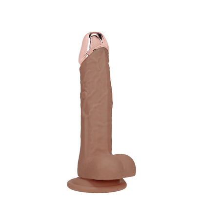 REALROCK Metal Head 6'' Rechargeable Dildo - Tan - Tan 16.2 cm USB Rechargeable Vibrating Dildo with Metal Head and Wireless Remote Shots Toys