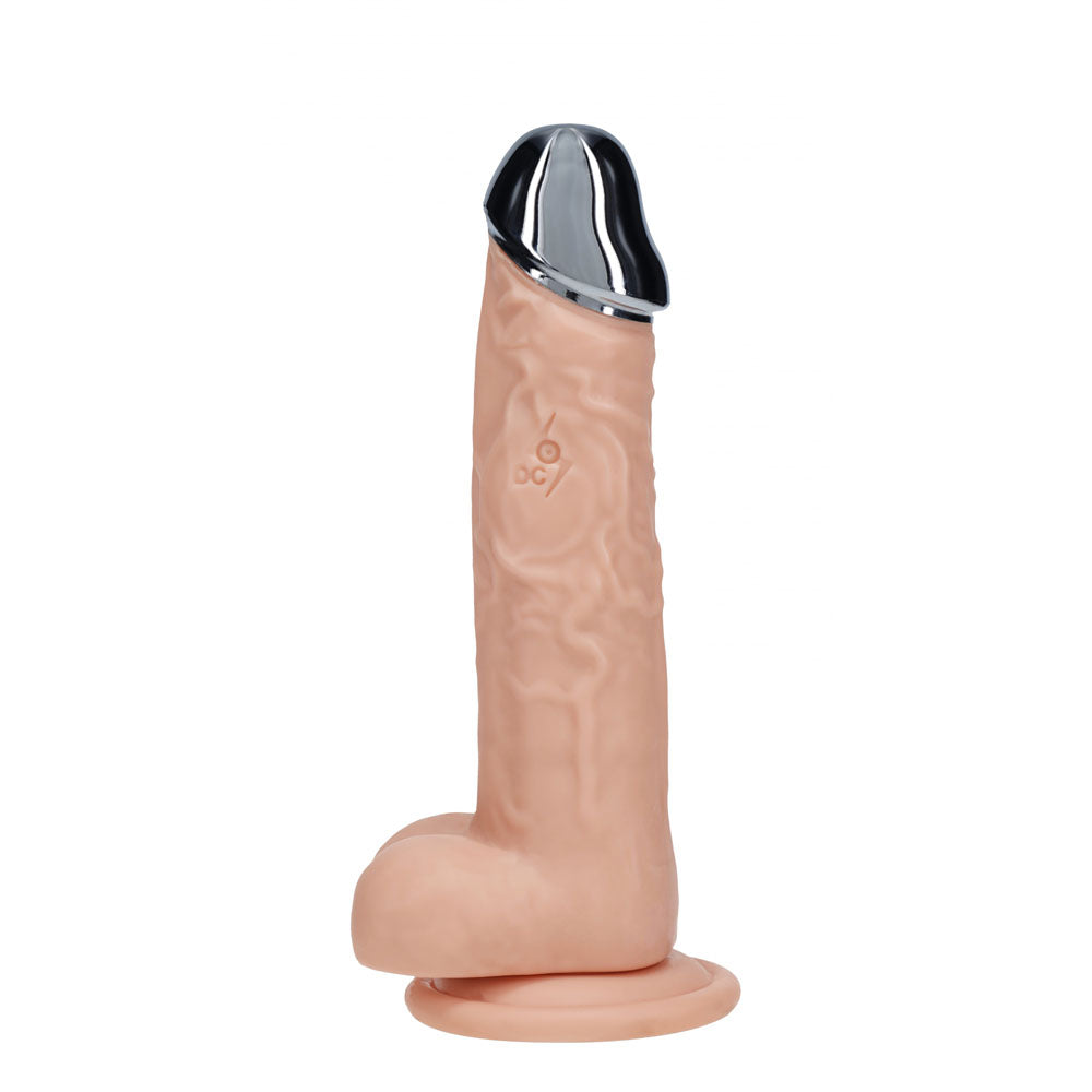 REALROCK Metal Head 7'' Rechargeable Dildo - Flesh - Flesh 19 cm USB Rechargeable Vibrating Dildo with Metal Head and Wireless Remote Shots Toys