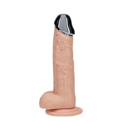 REALROCK Metal Head 7'' Rechargeable Dildo - Flesh - Flesh 19 cm USB Rechargeable Vibrating Dildo with Metal Head and Wireless Remote Shots Toys