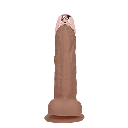 REALROCK Metal Head 7'' Rechargeable Dildo - Tan - Tan 19 cm USB Rechargeable Vibrating Dildo with Metal Head and Wireless Remote