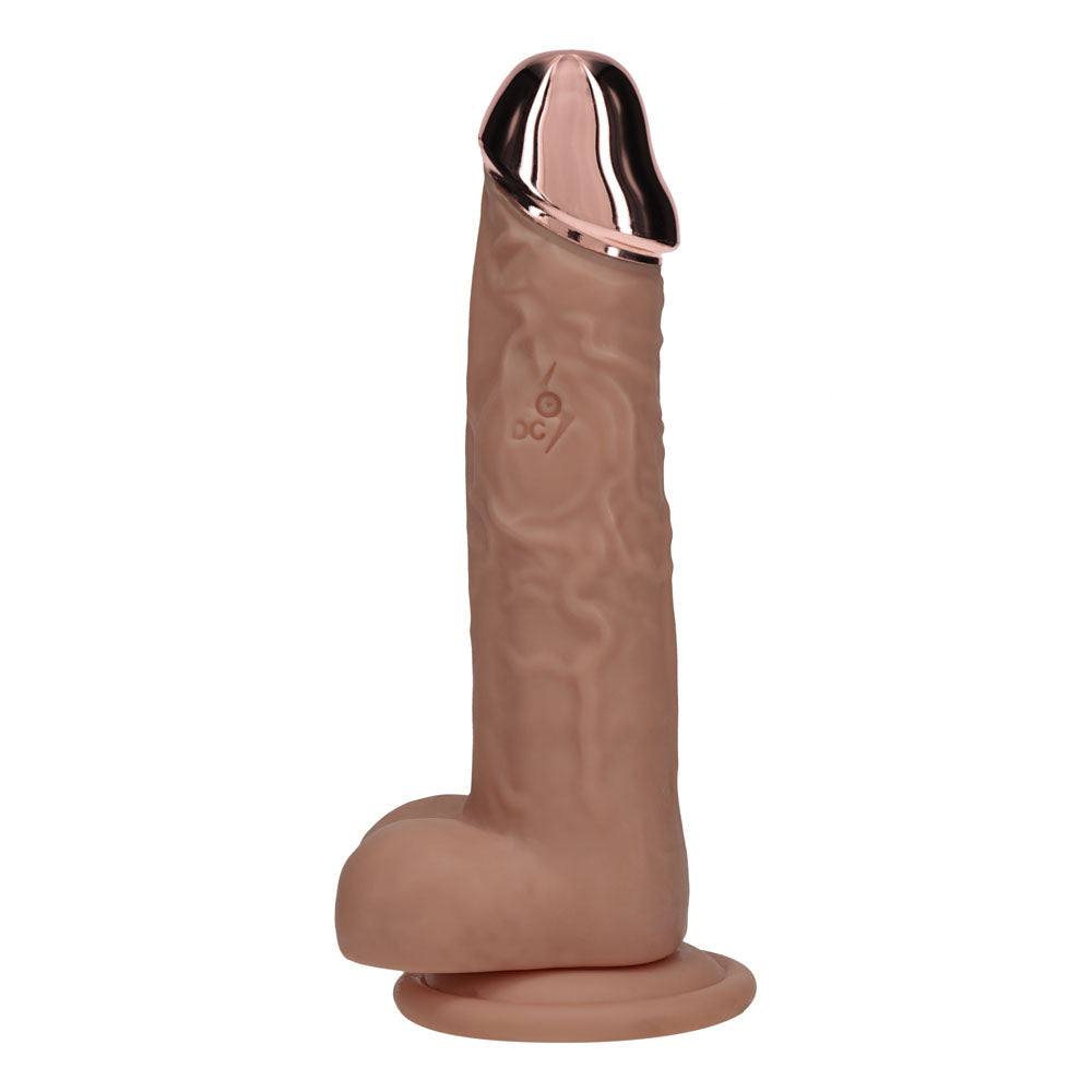 REALROCK Metal Head 8'' Rechargeable Dildo - Tan - Tan 22 cm USB Rechargeable Vibrating Dildo with Metal Head and Wireless Remote Shots Toys