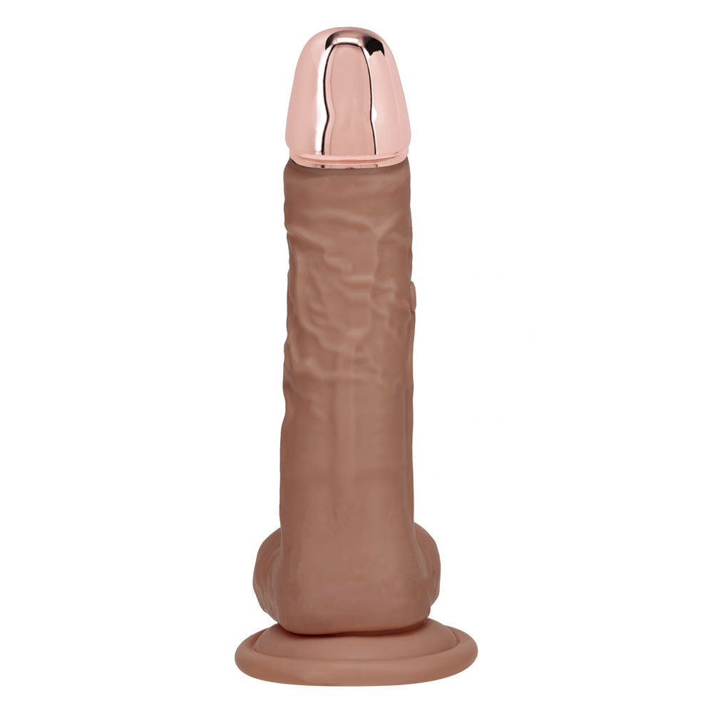 REALROCK Metal Head 8'' Rechargeable Dildo - Tan - Tan 22 cm USB Rechargeable Vibrating Dildo with Metal Head and Wireless Remote Shots Toys