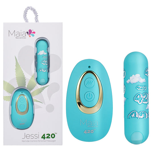 Maia JESSI 420 Remote - Sky Blue 7.6 cm USB Rechargeable Bullet with Wireless Remote Blue - Club X
